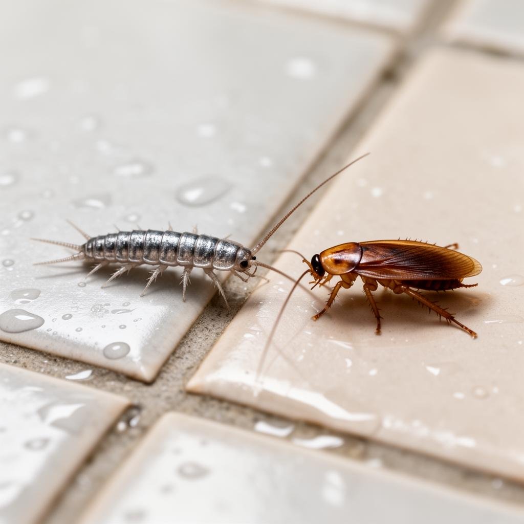 أنواع حشرات الحمام السبعة — ذبابة المصارف والسمكة الفضية وقمل الكتب في بيئة منزلية