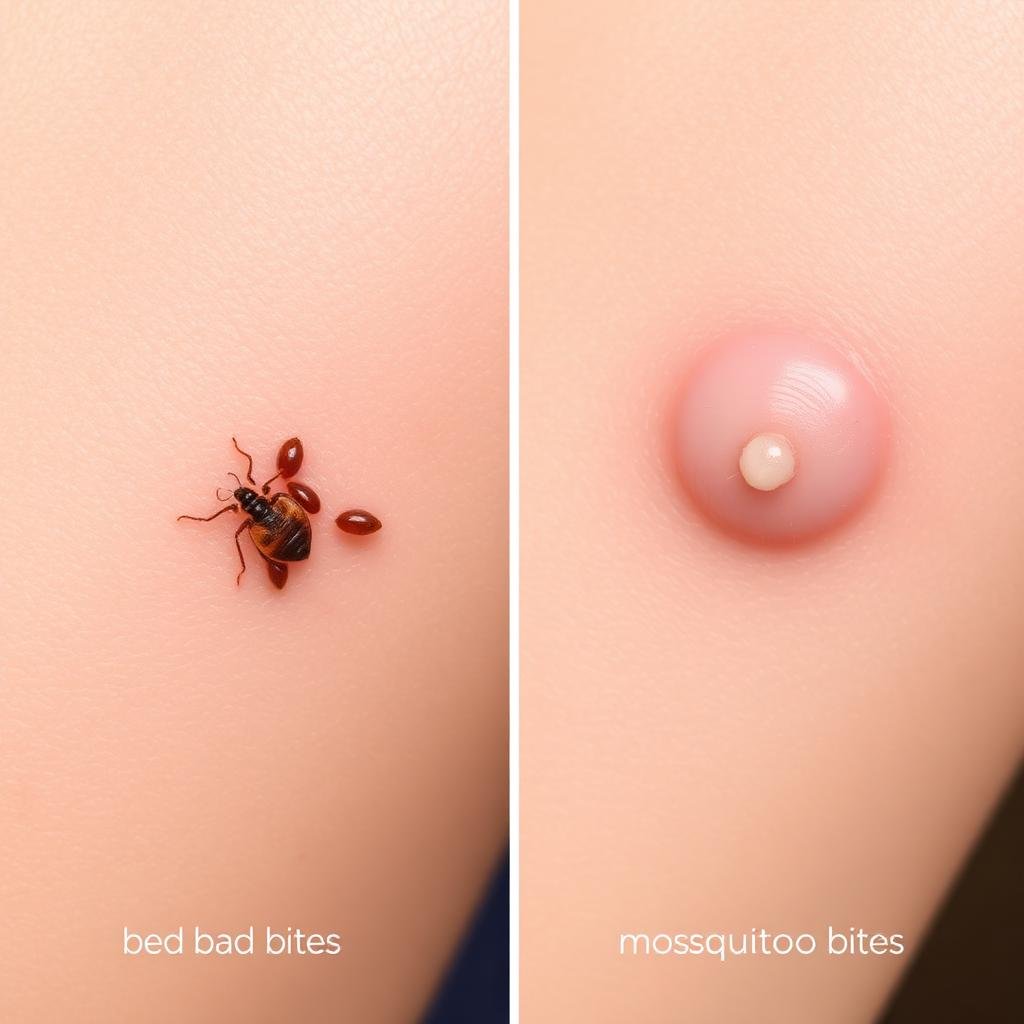 الفرق بين قرصة بق الفراش وقرصة الناموس - مقارنة بصرية