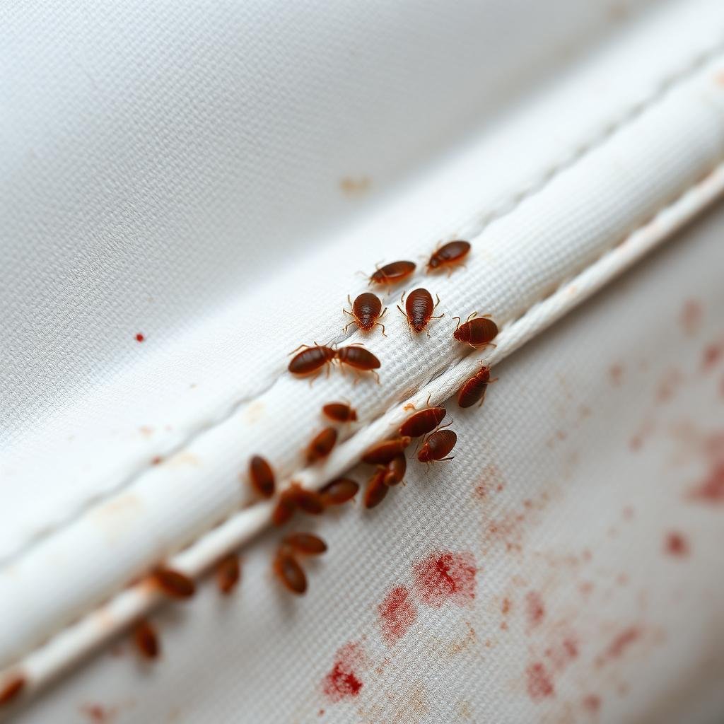 بق الفراش على خياطة المرتبة - علامات الإصابة الأولى