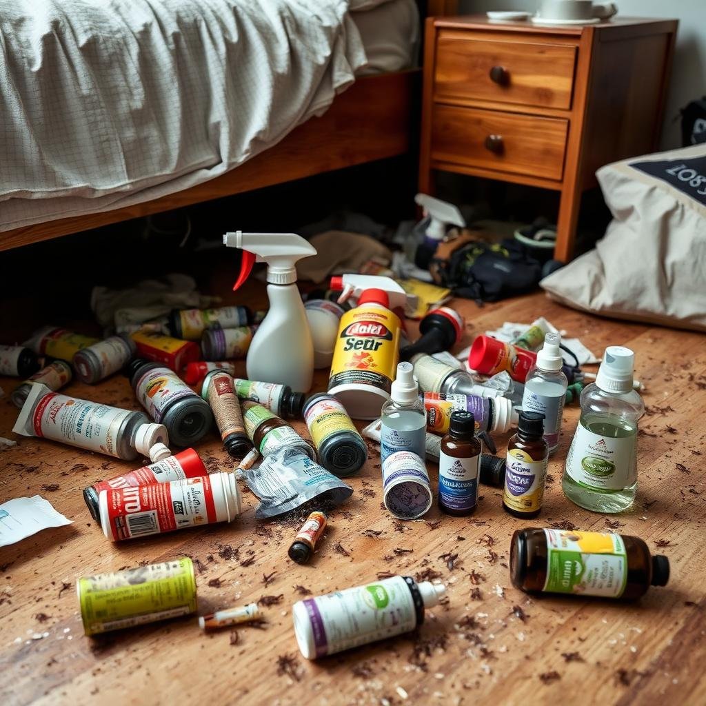 محاولات فاشلة في مكافحة البق الذاتية - مبيدات منزلية متناثرة