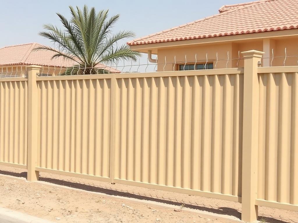 ساتر حديد مجلفن بلون بيج حول فيلا سكنية