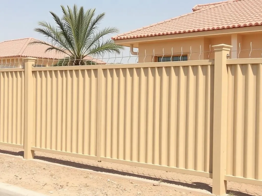 ساتر حديد مجلفن بلون بيج حول فيلا سكنية