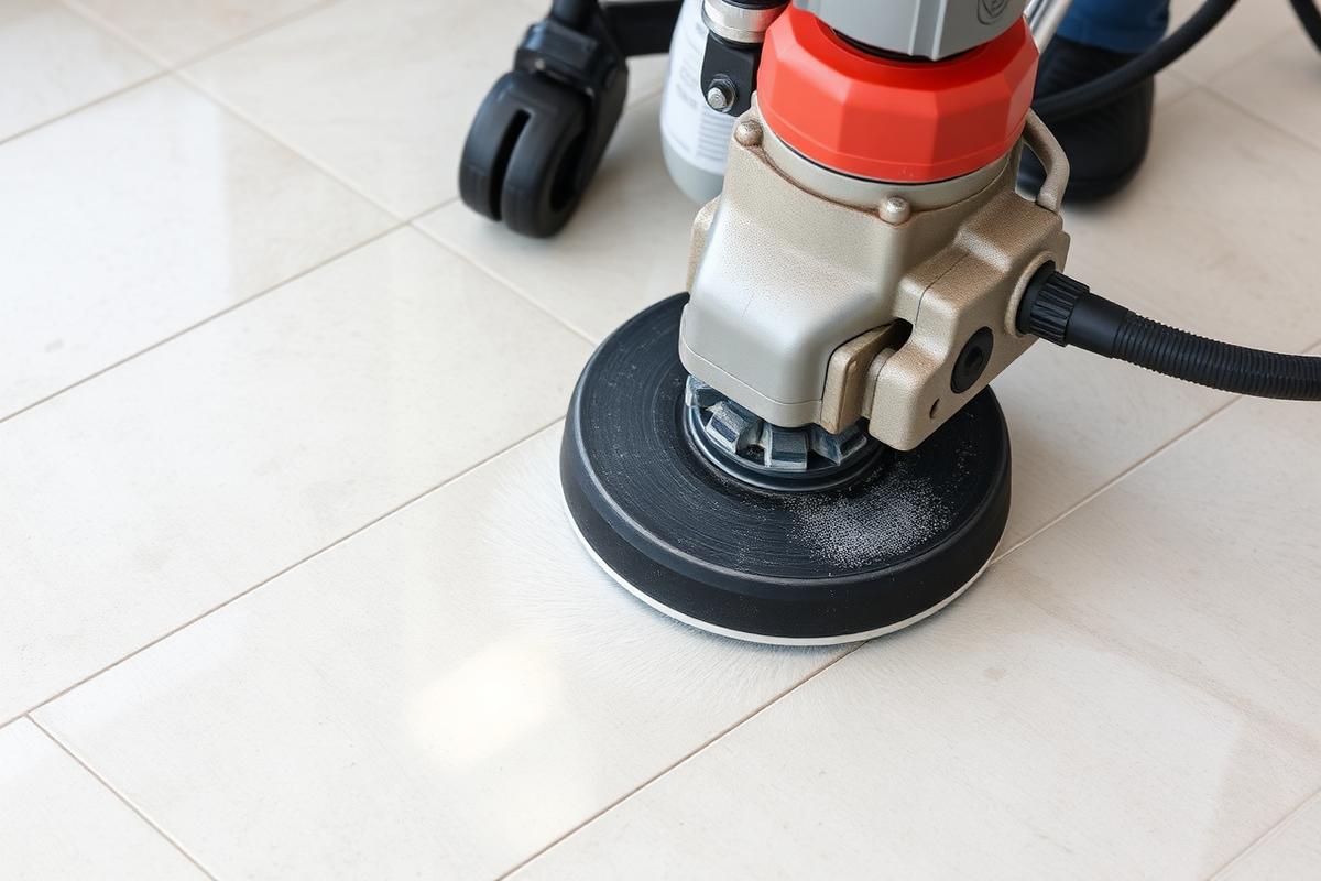 ماكينة جلي بلاط احترافية تعمل على تنظيف سيراميك بعد التشطيب