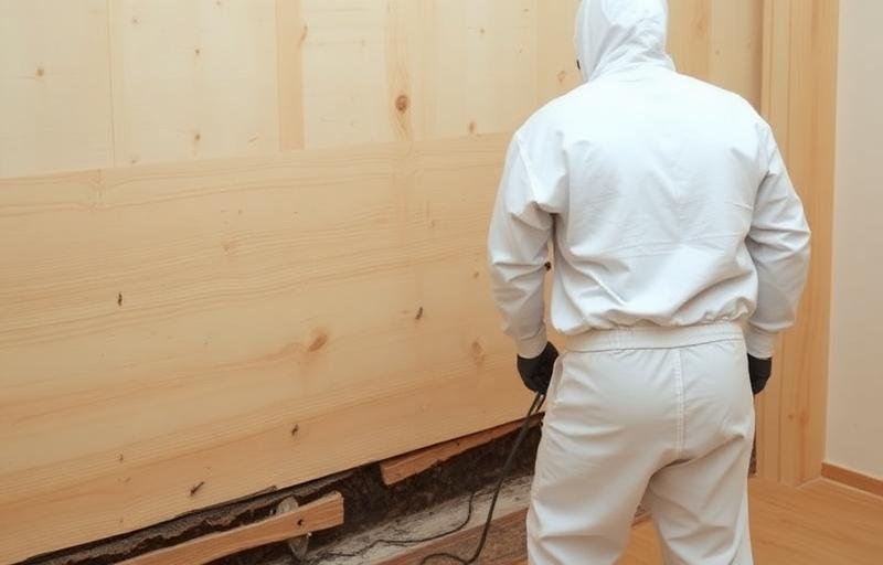 سيارة شركة مكافحة حشرات متخصصة أمام مبنى سكني