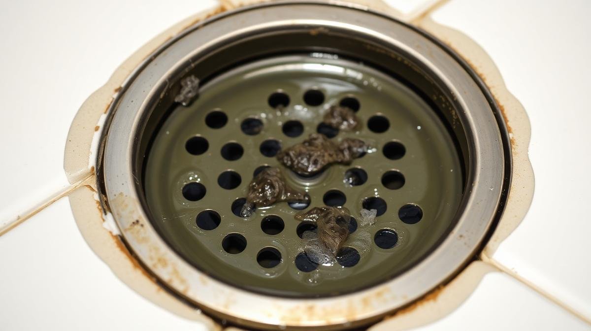 انسداد مجرى الحمام بسبب تراكم الشعر وبقايا الصابون