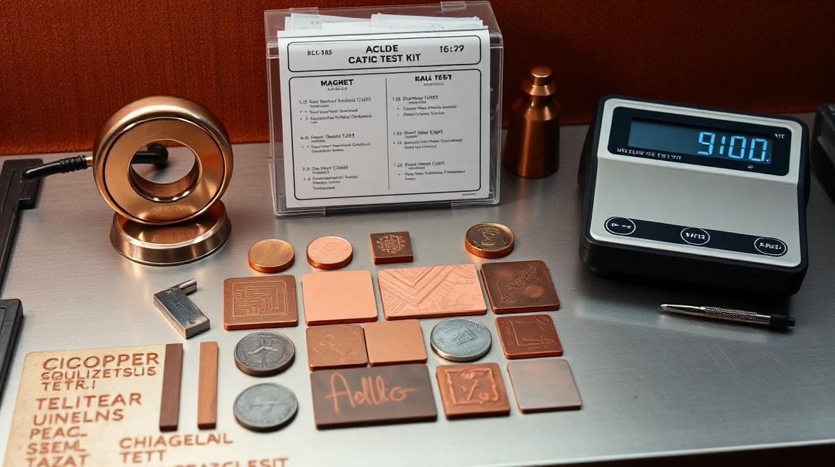 أدوات اختبار وتصنيف النحاس - مغناطيس وحمض وميزان