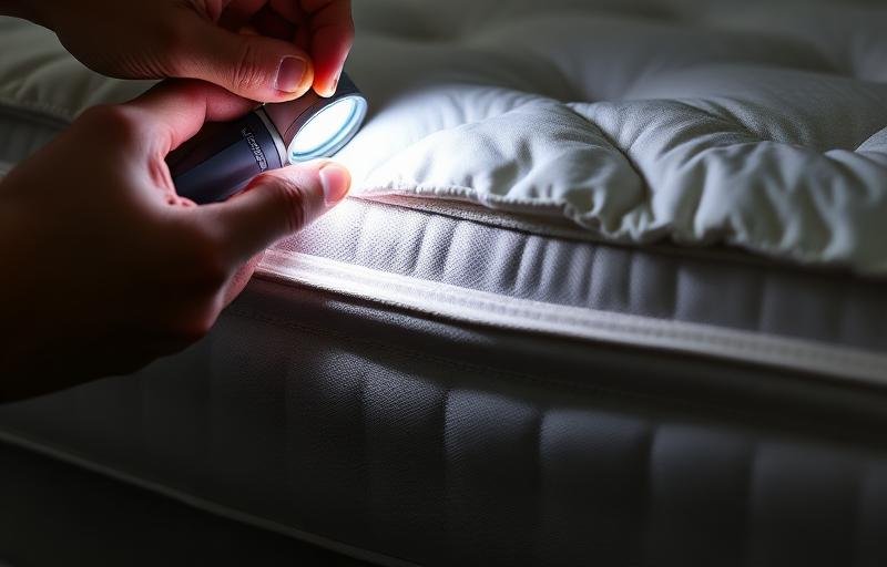 فحص حواف المرتبة بالمصباح للكشف عن البراغيث