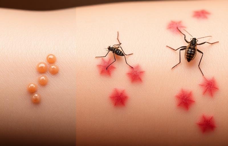 مقارنة بصرية بين أنواع لدغات الحشرات المختلفة