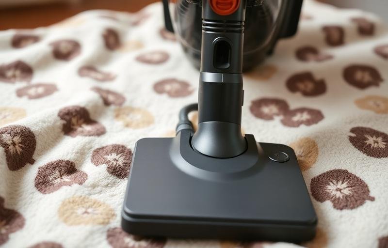 تنظيف فراش القطة بالمكنسة لإزالة بيض البراغيث