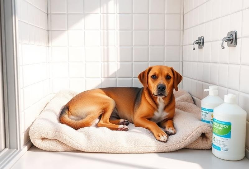 بيئة نظيفة ومعقمة لنوم الكلب كجزء من بروتوكول مكافحة البراغيث