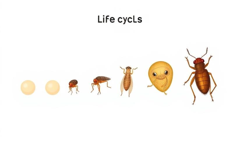 مراحل دورة حياة البرغوث من البيضة إلى الحشرة البالغة