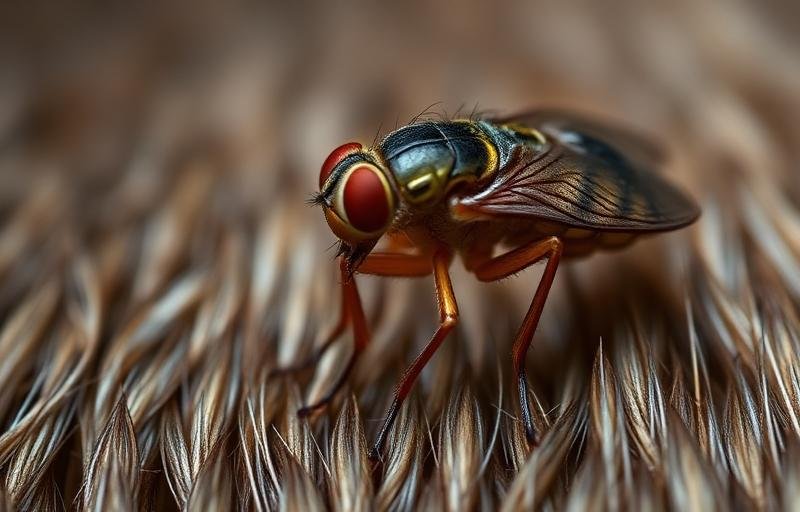 صورة مكبرة للبرغوث على فراء حيوان أليف