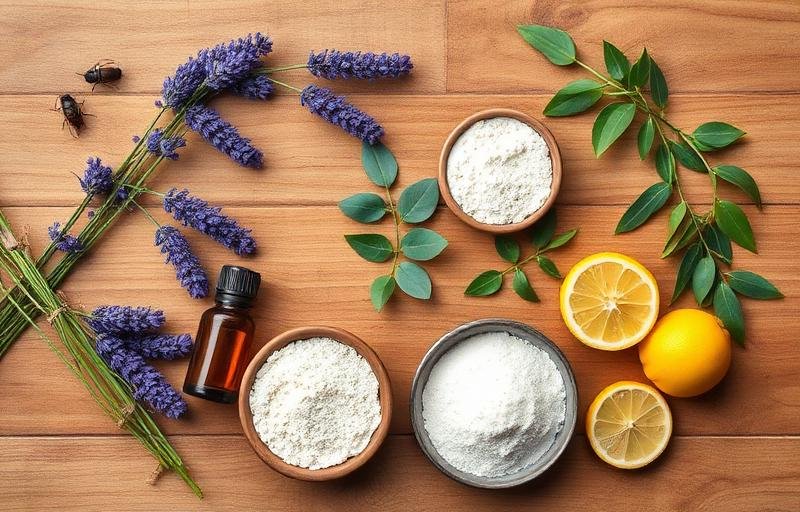 مكونات طبيعية لمكافحة البراغيث مثل اللافندر والليمون وتراب المشطورات