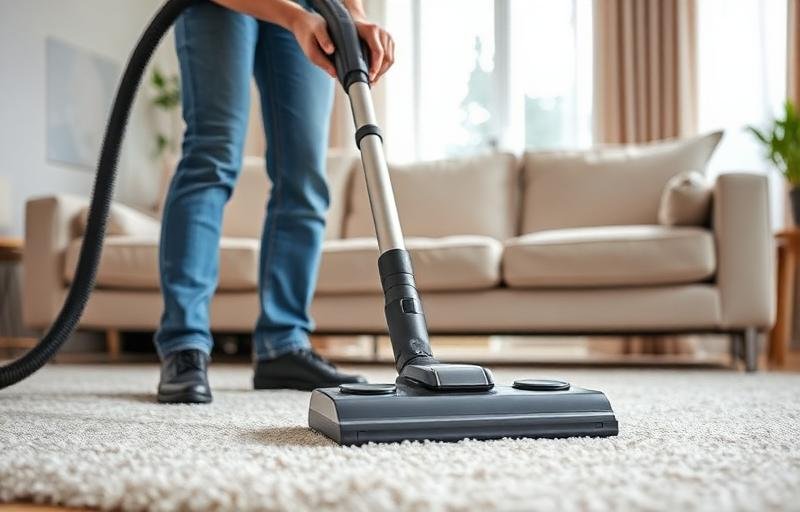 تنظيف السجاد بالمكنسة الكهربائية للتخلص من بيض البراغيث