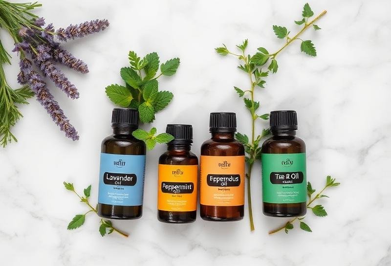 مجموعة زيوت عطرية طبيعية لطرد البراغيث - اللافندر والنعناع والشاي والأوكالبتوس
