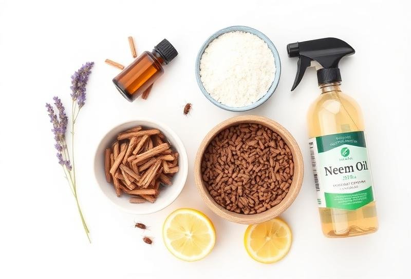 مواد طبيعية لطرد البراغيث تشمل اللافندر وزيت النيم والأرض الدياتومية