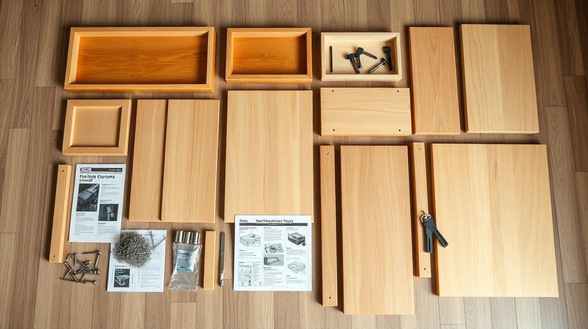 قطع أثاث مفككة جاهزة للتجميع مع الأدوات والتعليمات