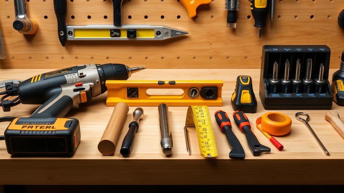 أدوات تجميع الأثاث الاحترافية - مثقاب وميزان وشاكوش مطاطي