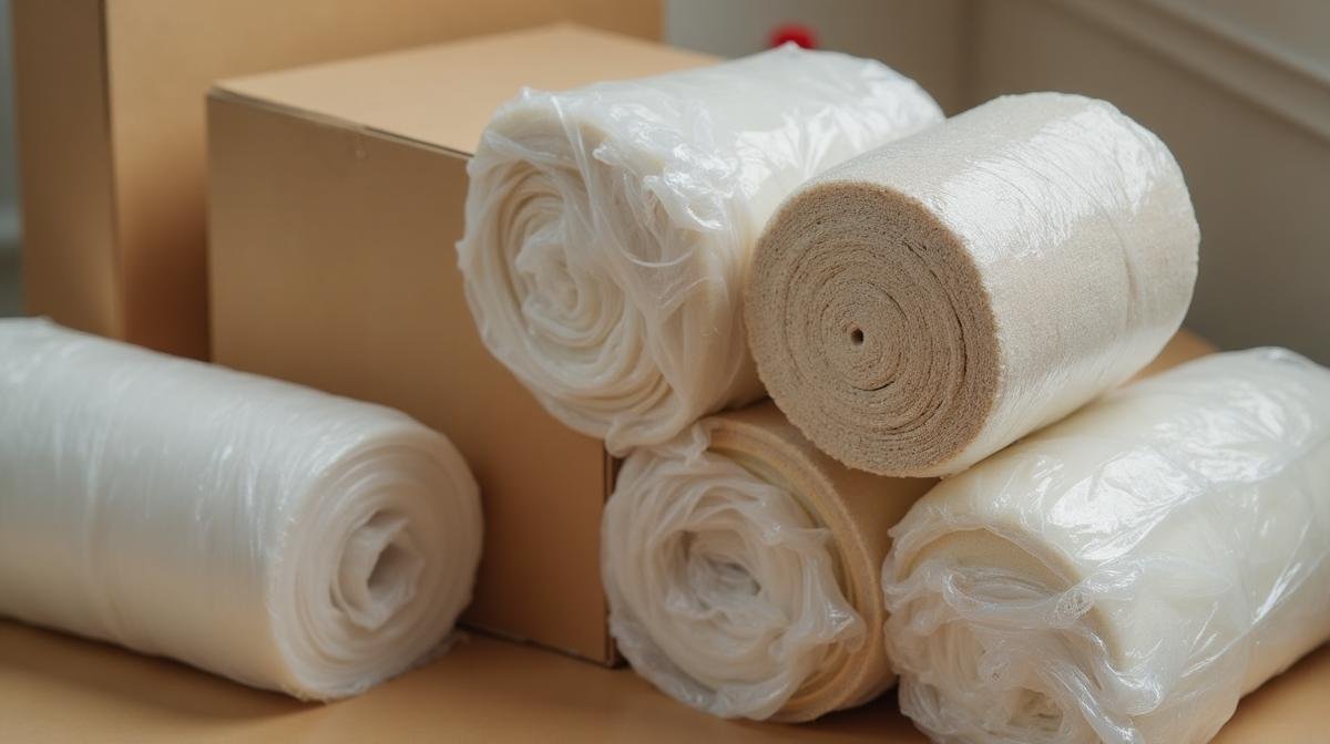 مواد تغليف احترافية لنقل الأثاث - فوم وبلاستيك فقاعات وكرتون ملفوفة حول أثاث خشبي
