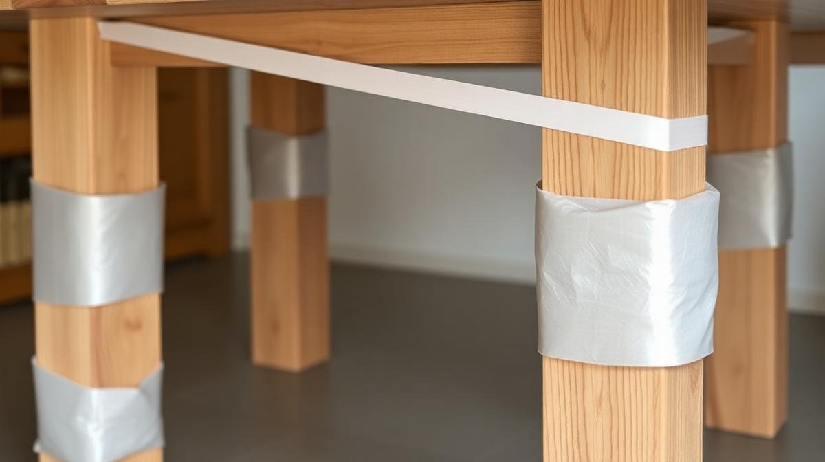 تغليف أرجل طاولة خشبية بالفوم الواقي