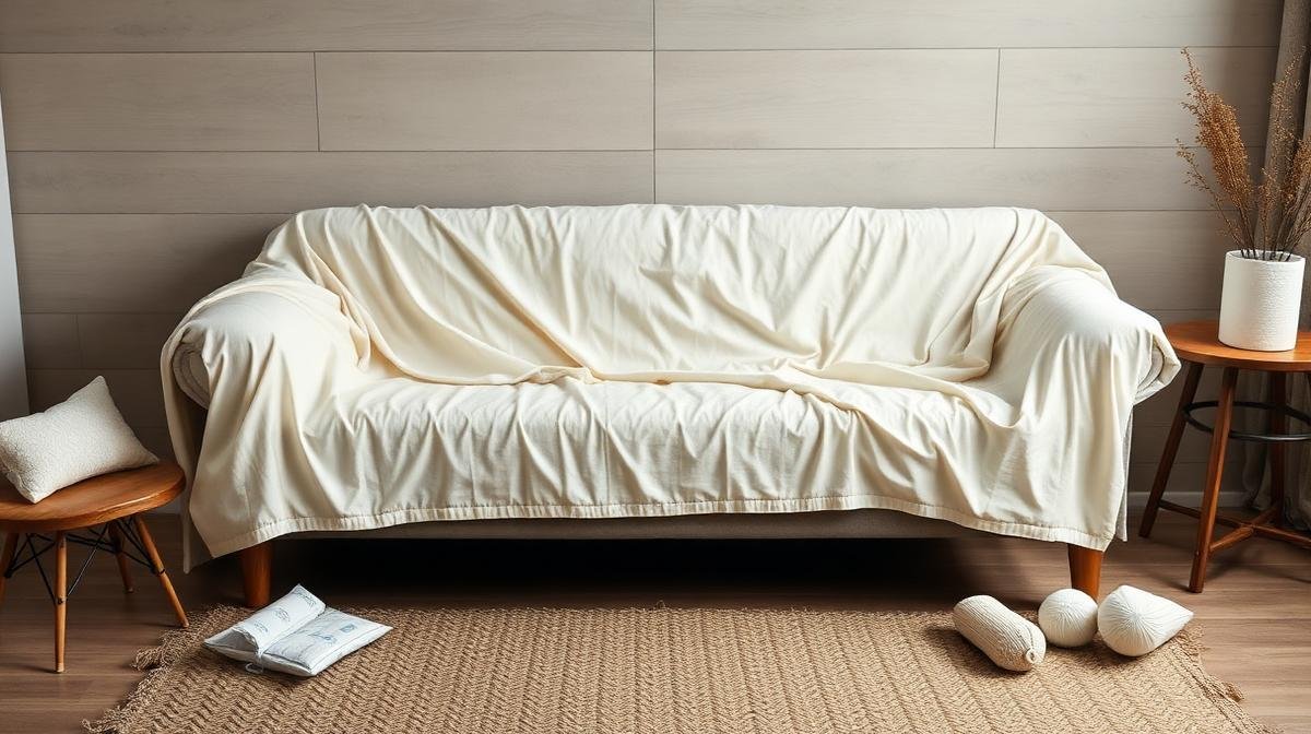 تغليف أثاث للتخزين بأغطية قطنية مع أكياس سيليكا جل