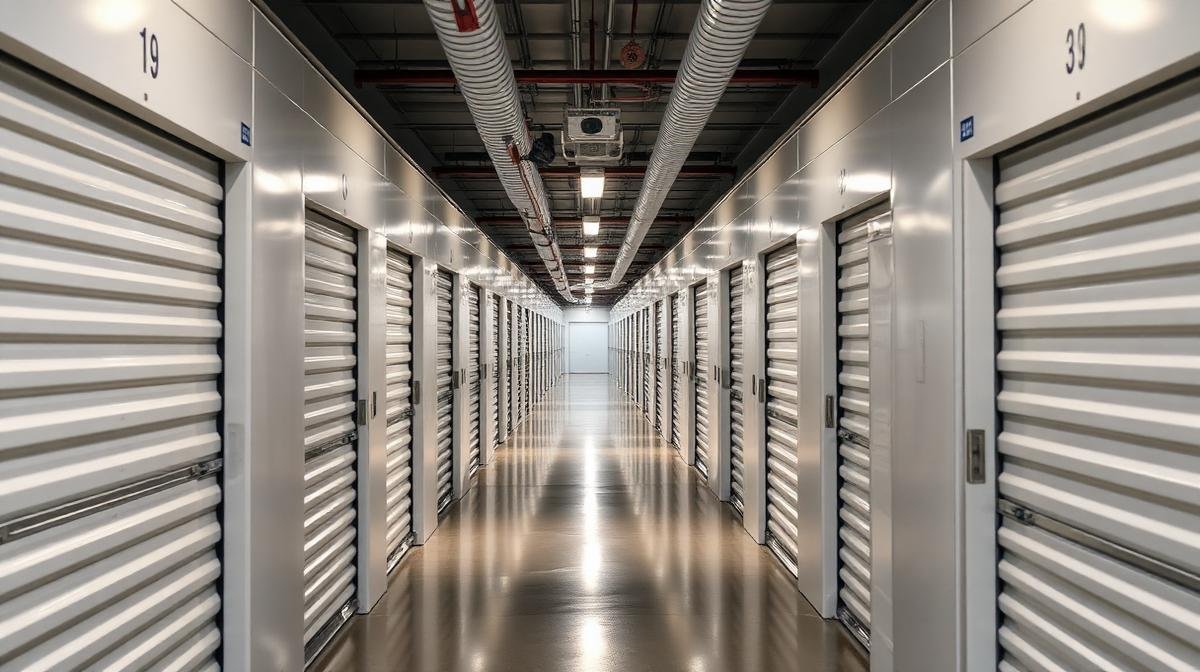 مرفق تخزين ذاتي حديث بوحدات مرقمة وإضاءة جيدة