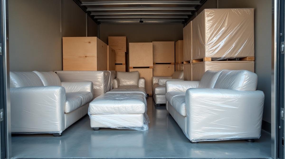 أثاث منزلي مغلف ومحمي داخل وحدة تخزين نظيفة - مستودع مشترك مقابل خاص