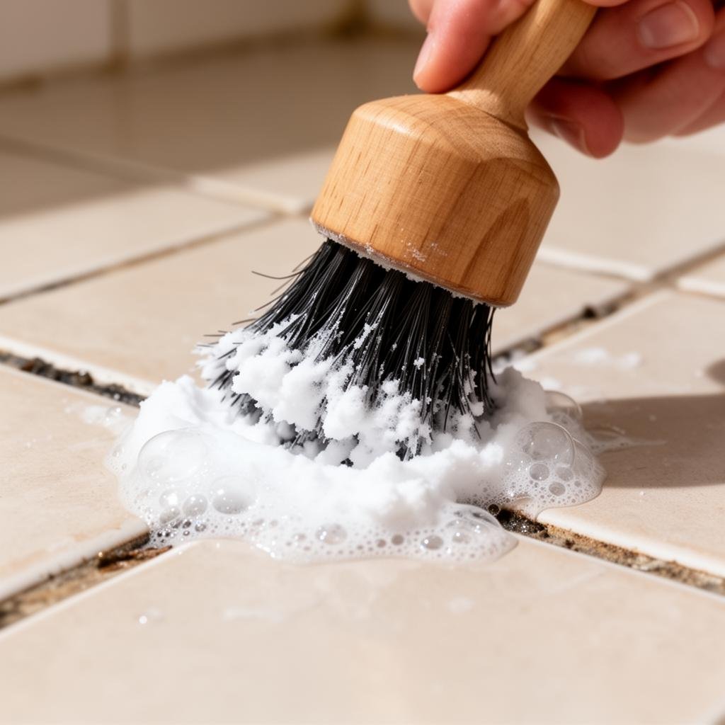 تنظيف الترويبة بين البلاط بالخل والبيكربونات