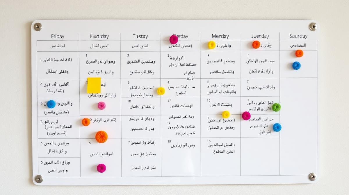 لوحة تخطيط أسبوعية لجدول تنظيف البيت