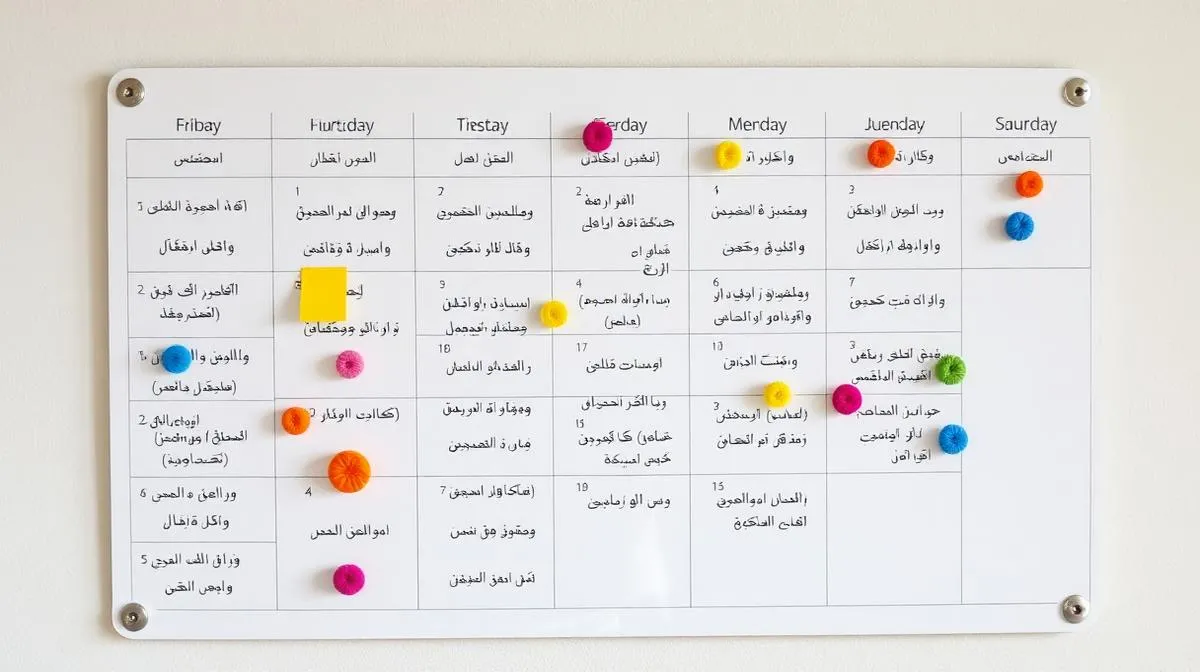 لوحة تخطيط أسبوعية لجدول تنظيف البيت
