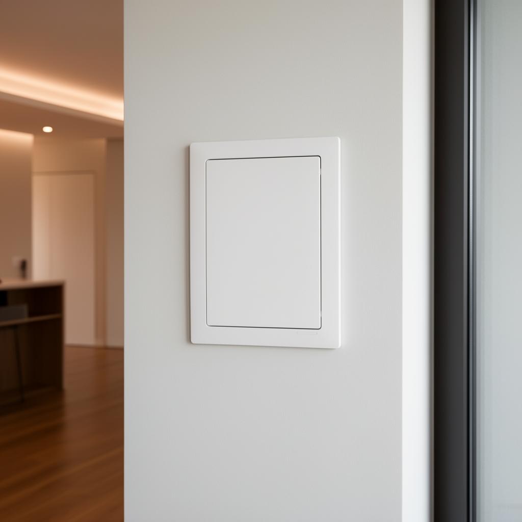 لوحة كهرباء منزلية أنيقة مركبة على جدار حديث