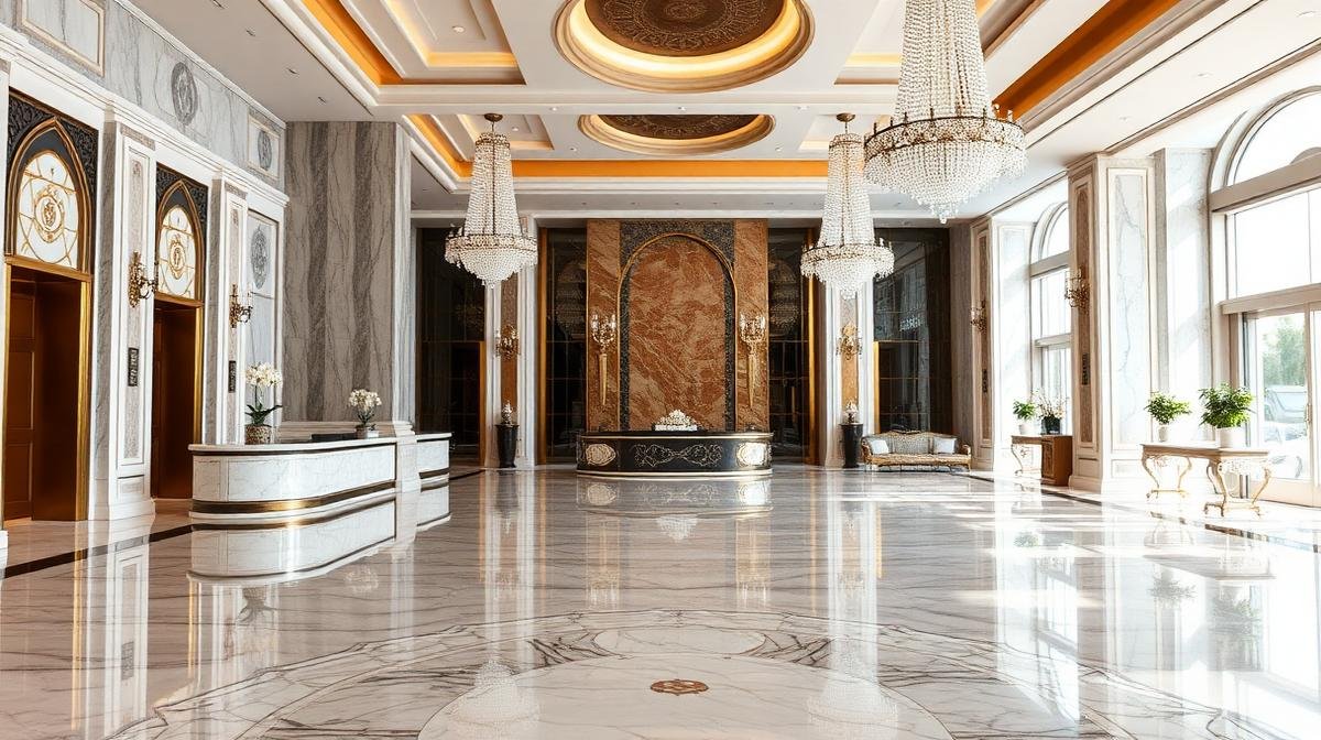 بهو فندق فاخر يعكس أعلى معايير النظافة والضيافة