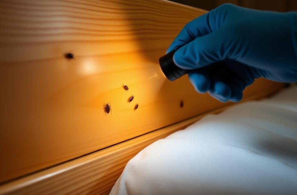 فحص شقوق السرير بعد رش مبيد البق