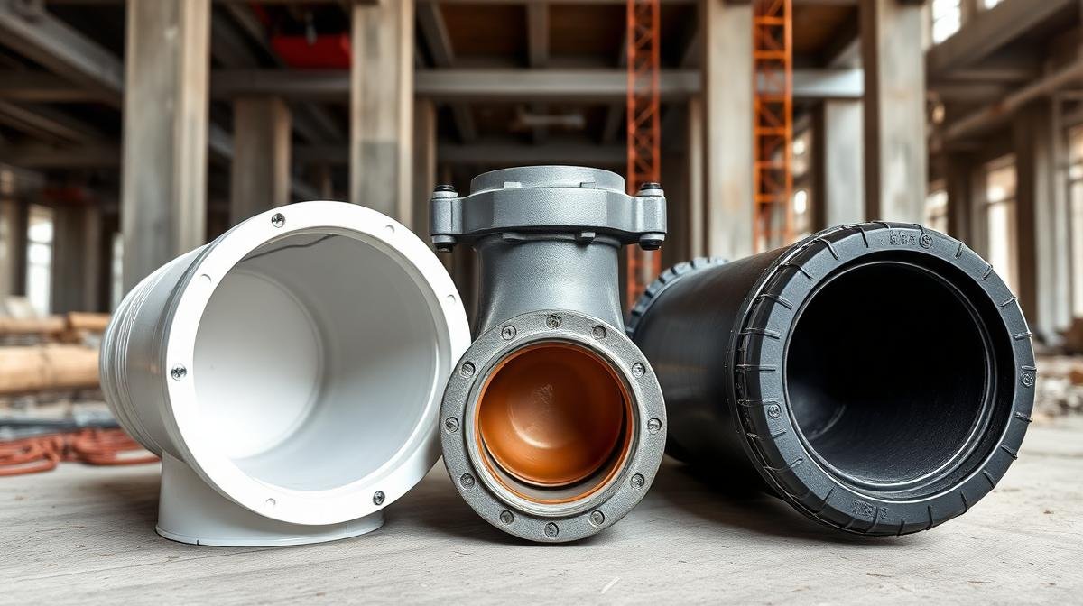 أنواع مواسير الصرف الصحي - PVC أبيض وحديد زهر وبولي إيثيلين أسود