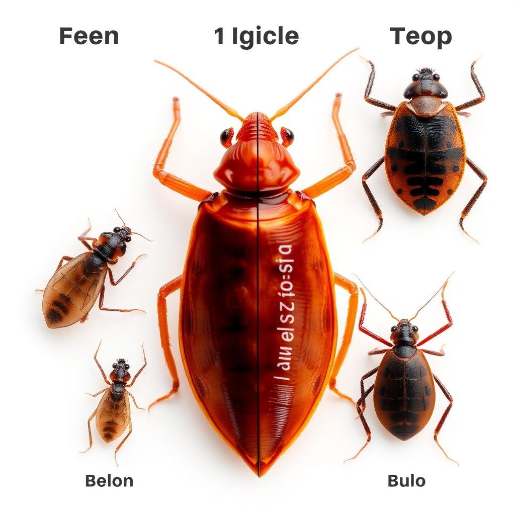 مقارنة بصرية بين البراغيث والقراد وبق الفراش توضح الفروقات في الحجم والشكل