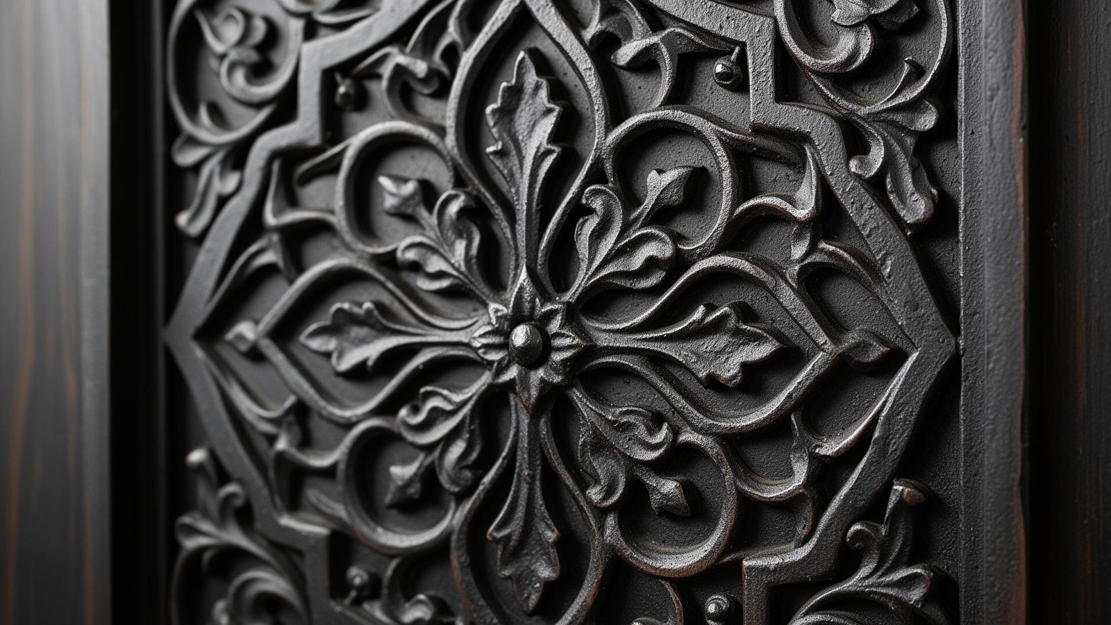 باب حديد مشغول يدوياً بزخارف عربية تقليدية