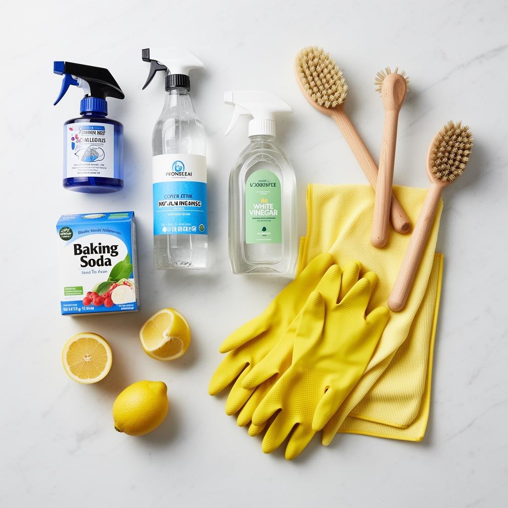 أدوات ومواد تنظيف دهون المطبخ الطبيعية والكيميائية