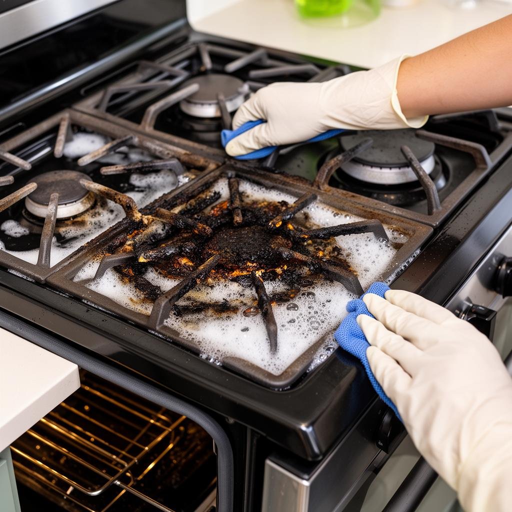 تنظيف الفرن والبوتاجاز من الدهون المحترقة