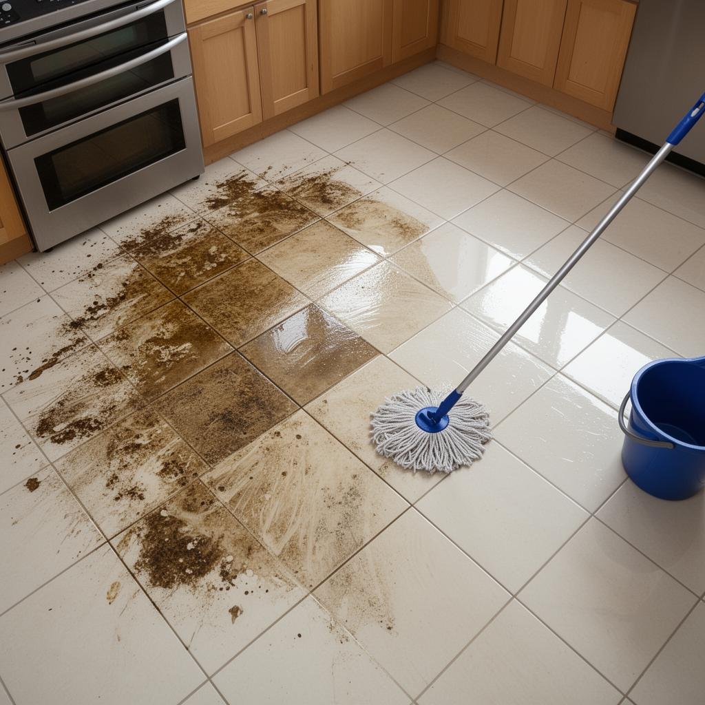 تنظيف سيراميك أرضية المطبخ من الدهون والزيوت