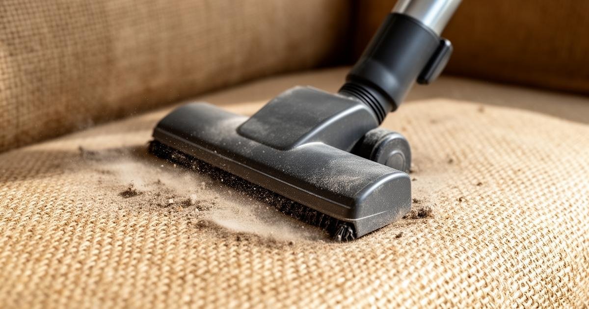 طريقة تنظيف الكنب الخيش بالمكنسة الكهربائية لإزالة الغبار والأتربة العالقة