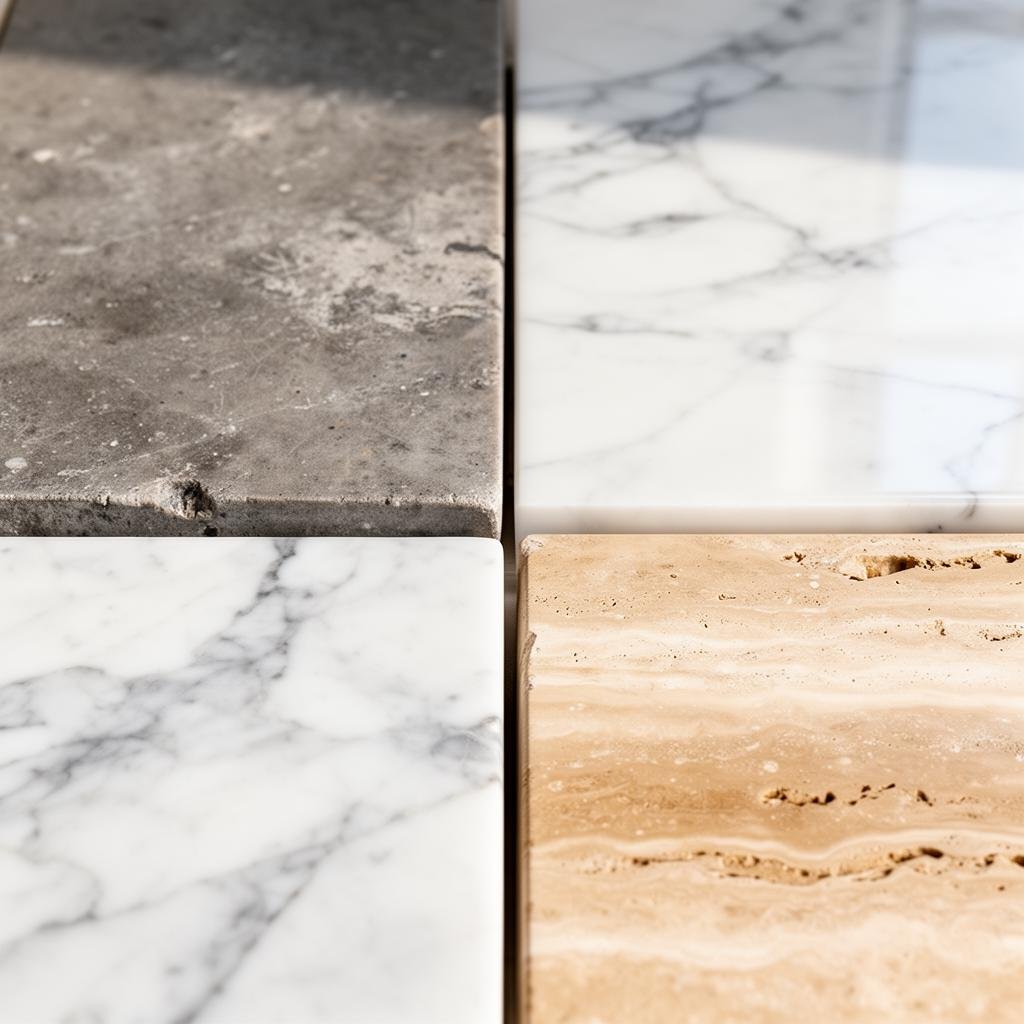 أنواع الرخام الباهت قبل وبعد التلميع