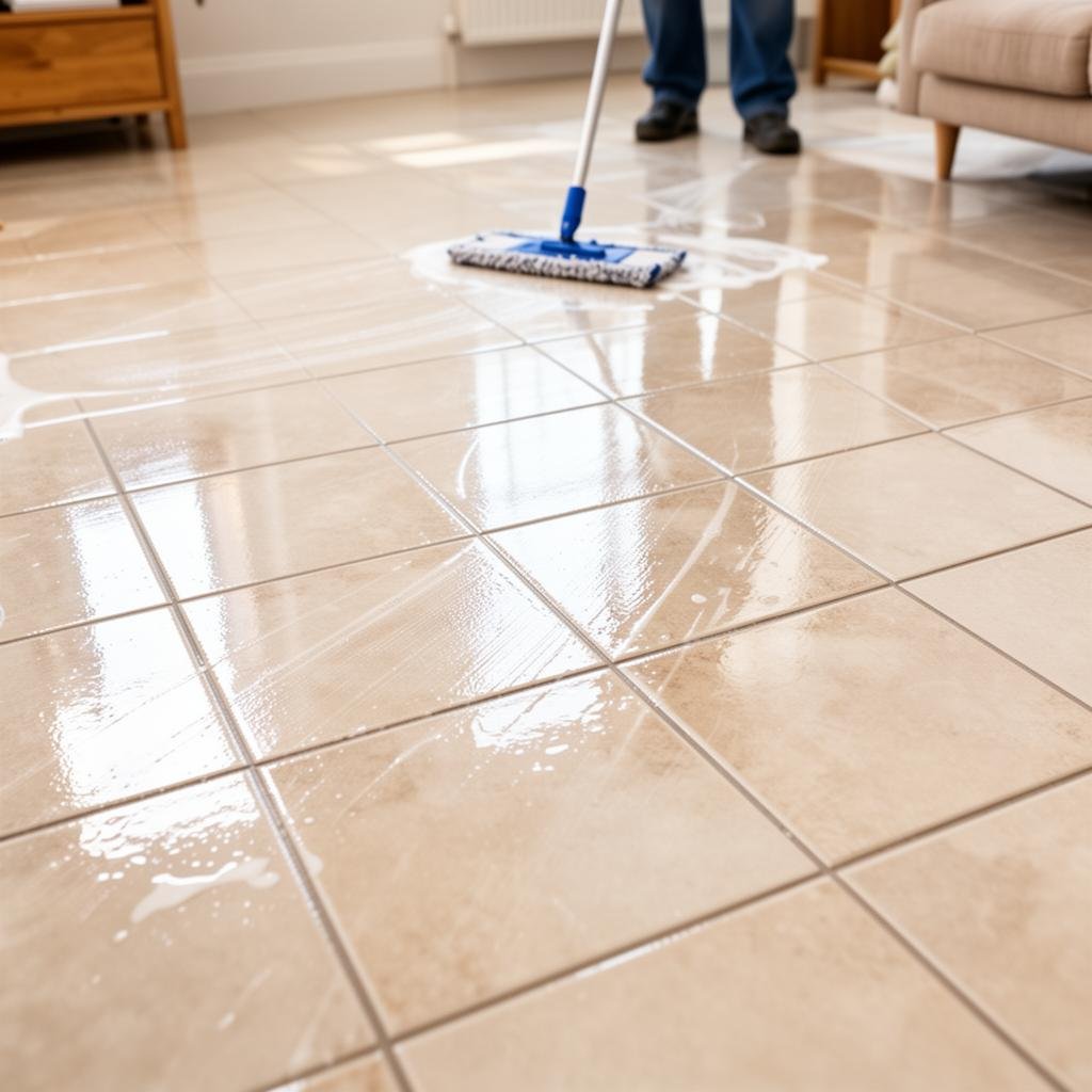 تلميع أرضيات البلاط الباهت بدون ماكينة