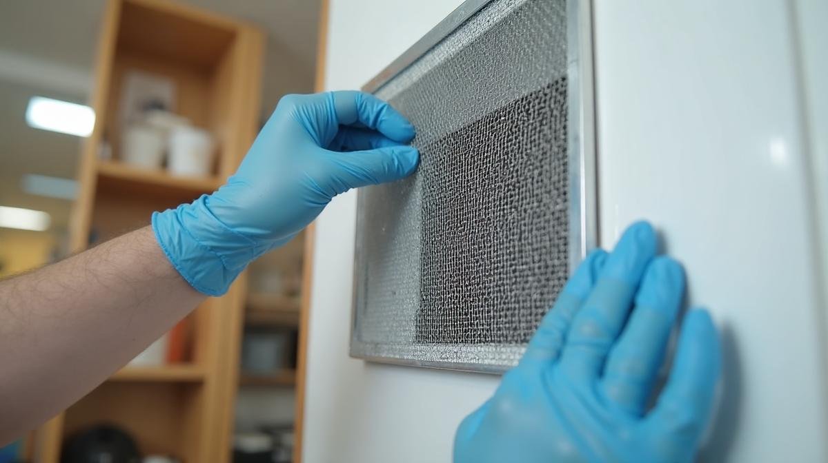 تركيب شبكة سلكية على فتحة تهوية جدارية لمنع دخول الوزغ