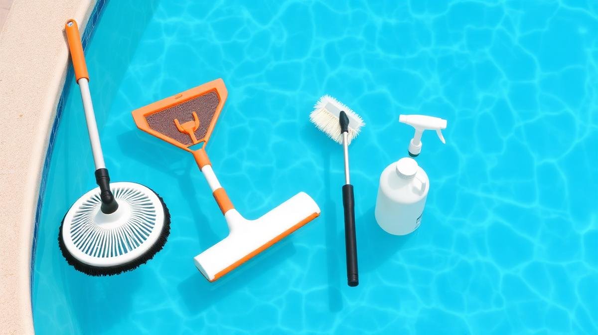 أدوات صيانة المسبح اليومية - شبكة ومكنسة وفرشاة