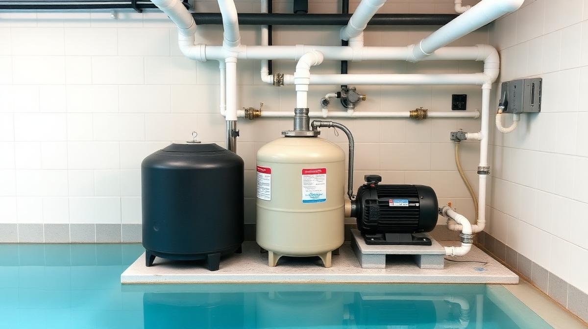 نظام فلترة المسبح - مرشح رملي ومضخة وأنابيب