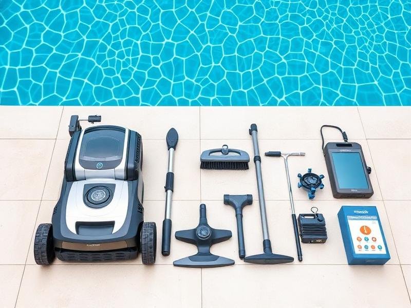 أدوات تنظيف المسبح الحديثة — روبوت تنظيف وفرش ومكانس