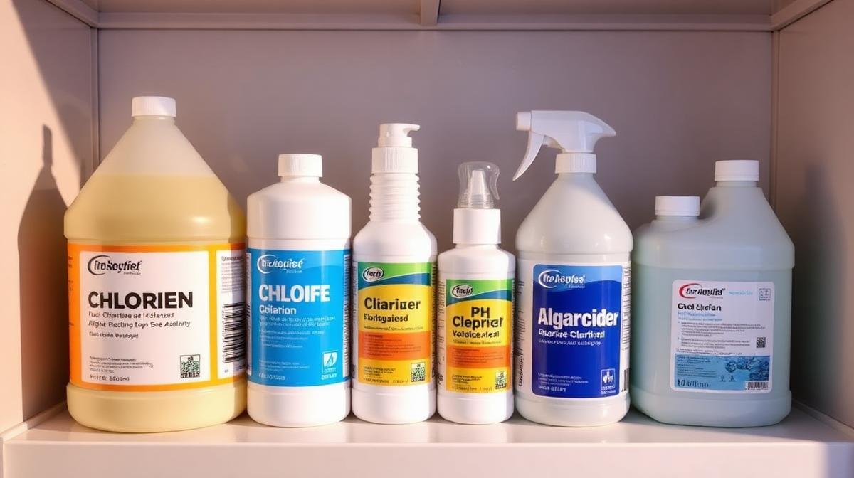 مواد كيميائية لمعالجة مياه المسبح - كلور ومعدل حموضة ومبيد طحالب