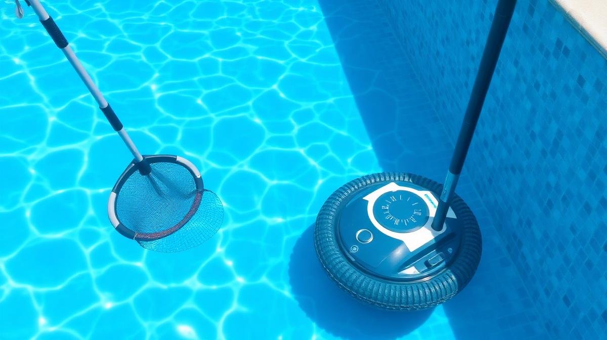 أدوات تنظيف المسبح - شبكة التصفية والمكنسة الآلية