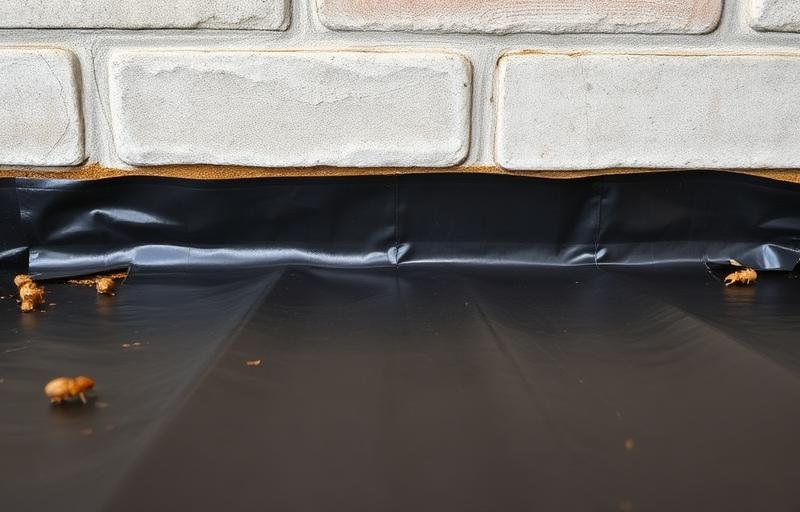 تركيب غشاء حاجز فيزيائي ضد النمل الأبيض تحت البلاطة الخرسانية