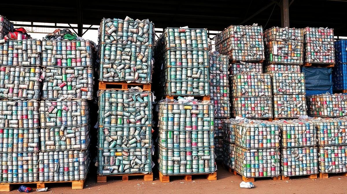 تخزين سكراب الألومنيوم مضغوطاً ومرتباً